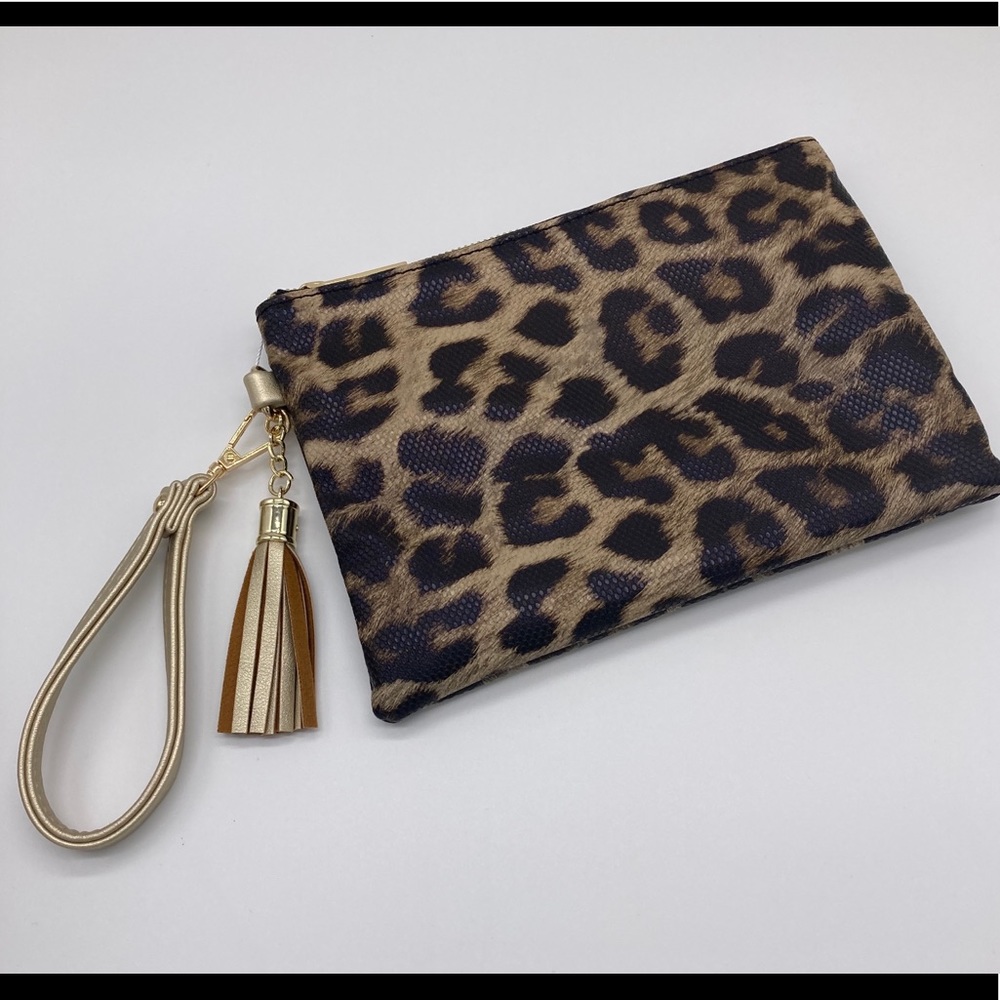 Leopard print wristlet